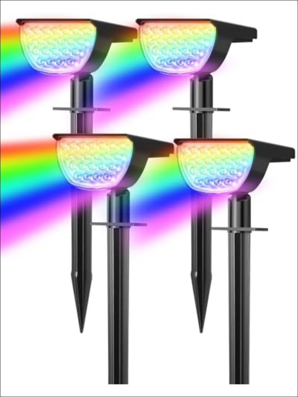 Solar Spot Lights Outdoor IP65 Waterproof RGB Changing Landscape Lights 4 Pack